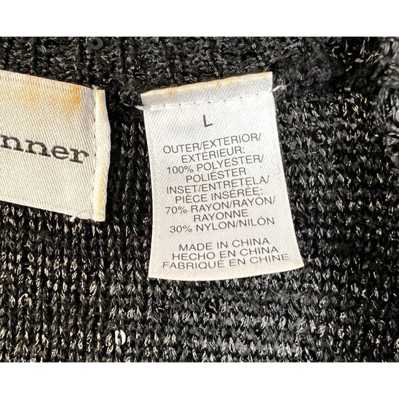 Alfred Dunner Sweater Set Women's Large Black Sequins Embellished Party Sparkle - Picture 3 of 9